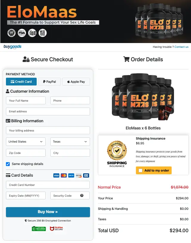 EloMaas order page